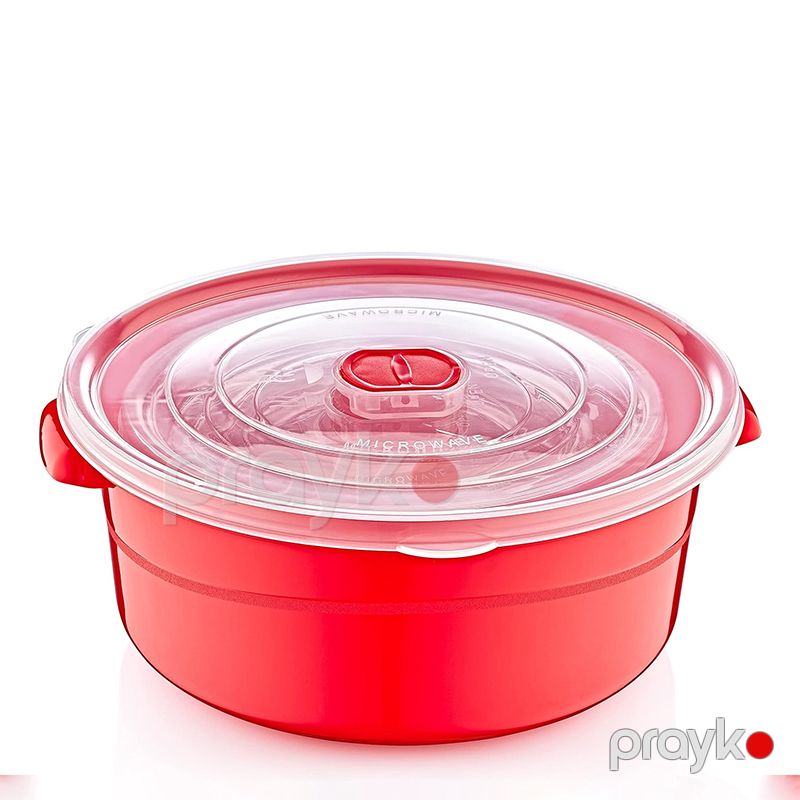 Mikrowellentop Üçlü Mikrodalga Dondurucu Saxlama Qabı Qırmızı Rengli Plastik Yemek Saxlama Qazanı 1030 — Qablar və mətbəx əşyaları, Bakı (4)