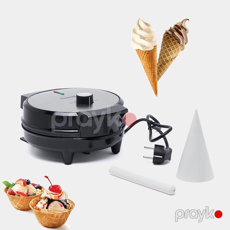 Dondurma Vafliləri Üçün Vafli Hazırlayıcı Toster Sonifer SF-6094 1000W Gücə Məxsus Portativ Wafle Hazırlayıcı Toster — Toster və vaflyasıcı, Bakı (2)