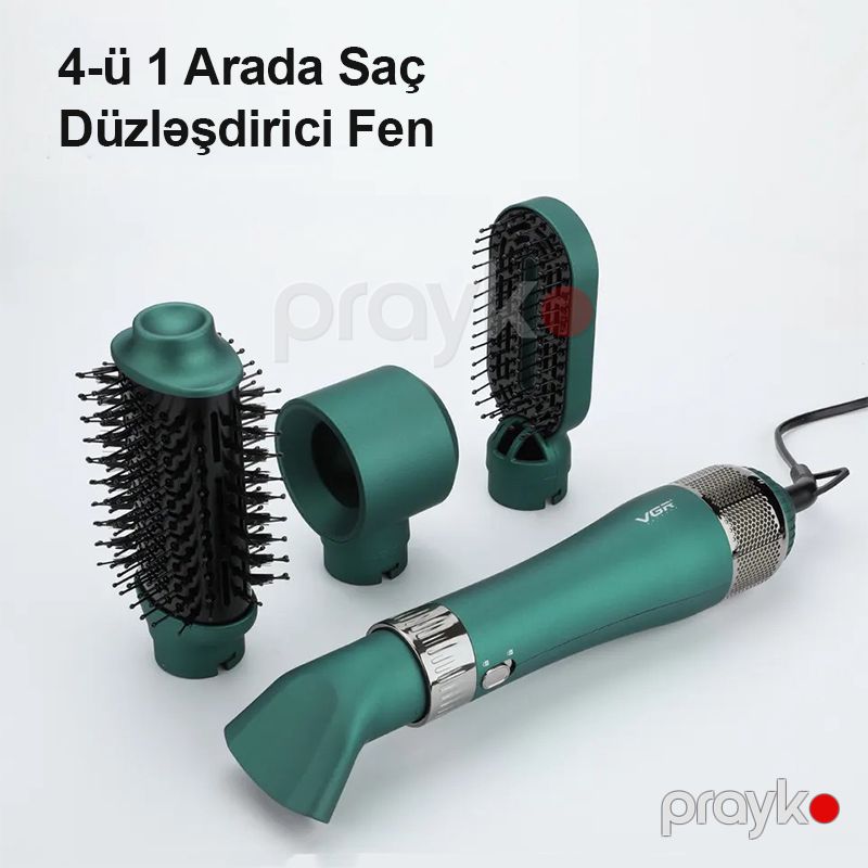 VGR 4-ü 1-də Stiler Saç Qurutma Maşını Elektrikli İsti Hava Fırçası Elektrikli Peşəkar Daraq Başlığıyla Saç Düzəldici — Fən, Bakı (3)