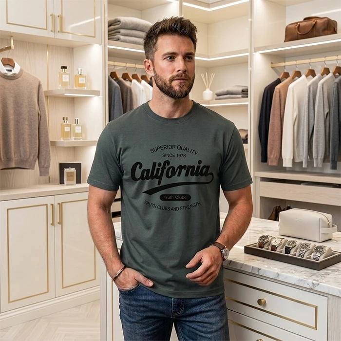 Müstəsna "California Superior Quality" Premium 100% Pambıq Kişi Futbolkası — Rahatlığın və Qüsursuz Üslubun Təcəssümü — Kişi geyimi, Bakı (2)