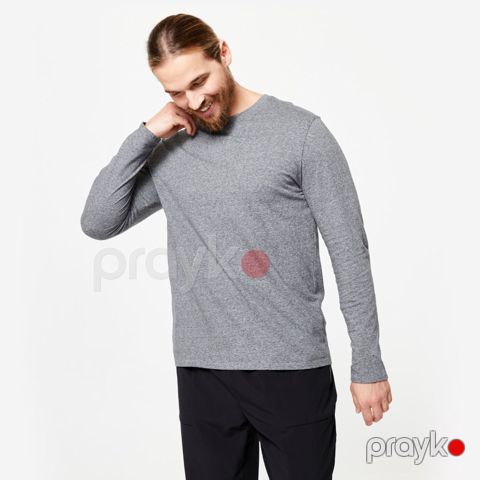 Kişilər üçün uzunqol Decathlon 8644800, boz, pambıq, ölçü S — Bakı