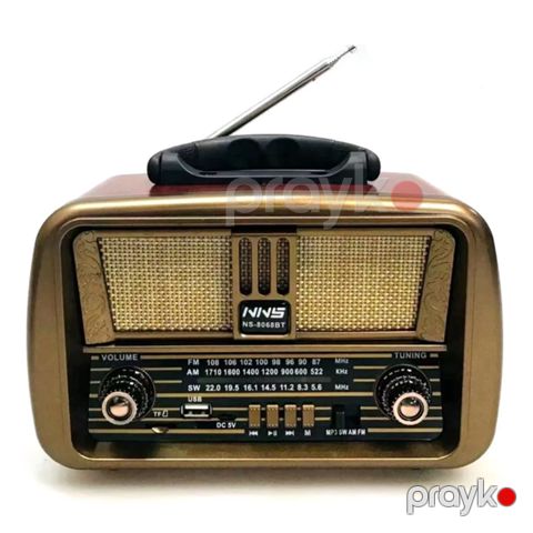 Dexxony NS-8068BT Elektrikli və Doldurula Bilən Vintage Radio - Portativ Bluetooth Taxta Dinamik Retro Radio Vintage — Bakı
