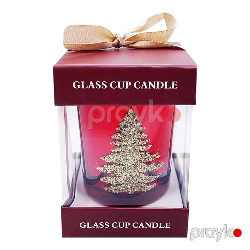 Yeni İl Şamı Glass Cup Candle Aromatik Mum Parıltılı Əl İşi Şam BB 257-2 Zərif Hədiyyəlik Yeni İl Şamı — Mallar, Bakı (2)