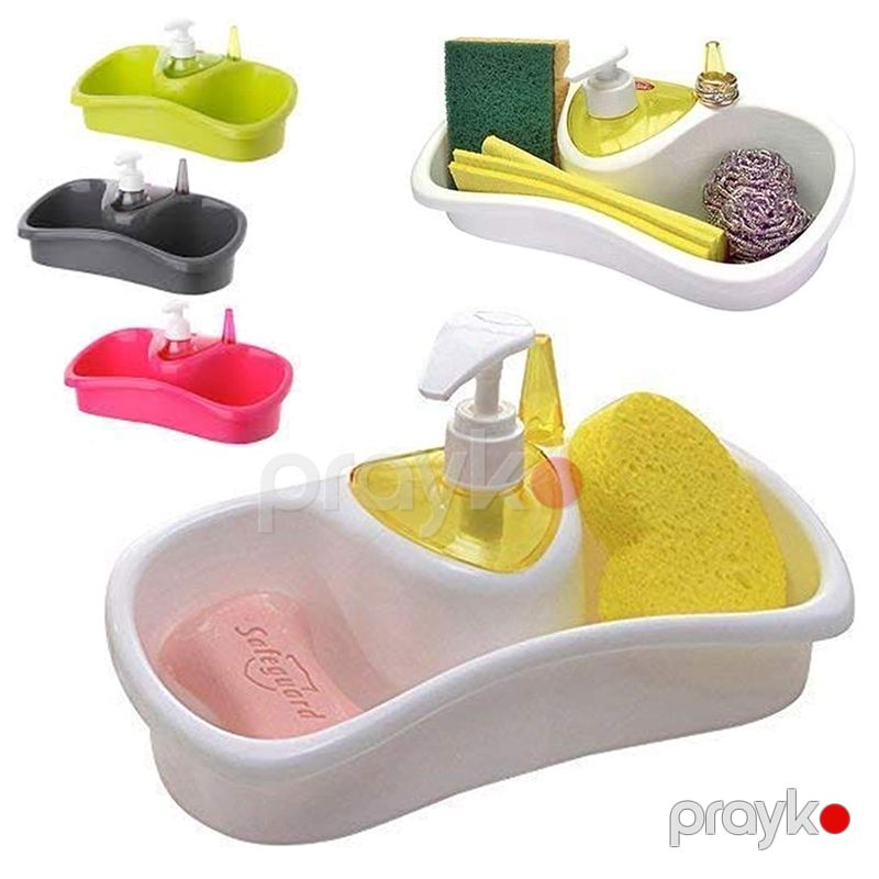 Lavabo Sabun Qabı Hamam Mətbəx Üçün Süngər Maye Sabun Qabı Sabun Dispenser Plastik Sabun Süngər Saxlama Altlığı — Mallar, Bakı (4)