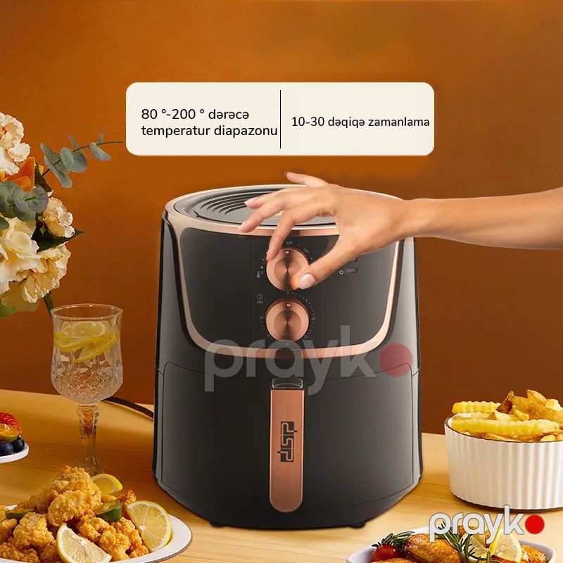DSP Elektrikli Air Fryer 1800W Yapışmaz Yağsız Pişirmə Özəllikli Hava Fritözü 5.5L Avtomatik Termostat Nəzarəti 220-240V — Digər mətbəx texnikası, Bakı (3)