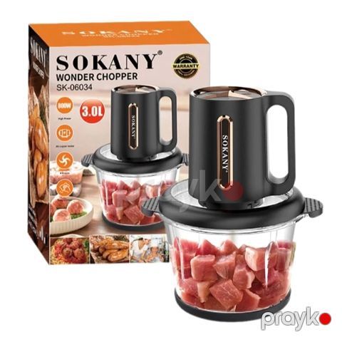 Sokany SK-06034 Doğrayıcı Çoxfunksiyalı Elektrikli Doğrayıcı 3L hecimli Blender doğrayıcı — Bakı