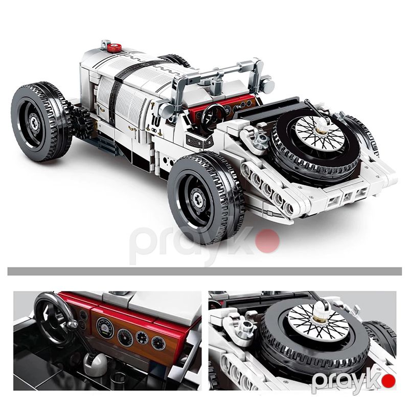 Konstruktor Avtomobil Geri Çekmə Motorlu Retro Oyuncaq Avtomobil 492 ədəd Plastik Blok Mercedes Benz SKK Sportc Car Roadster — Oyuncaqlar, Bakı (2)