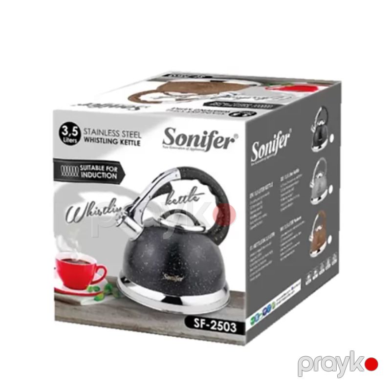 Çaydan Sonifer SF-2503 Kettle Sonifer Çaydanı 3,5 l, Fısıltılı Paslanmayan polad Qara mərmər Çaydan Fit Çalan Qəhvə Çaydanı — Çaynikler və qəhvə qabları, Bakı (5)