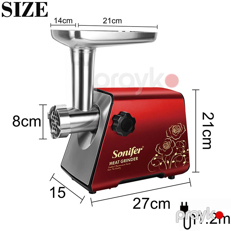 Sonifer SF-5016 Yüksək Keyfiyyətli Elektrikli Ətçəkən Maşın Yüksək Güclü 1200W — Digər mətbəx texnikası, Bakı (6)