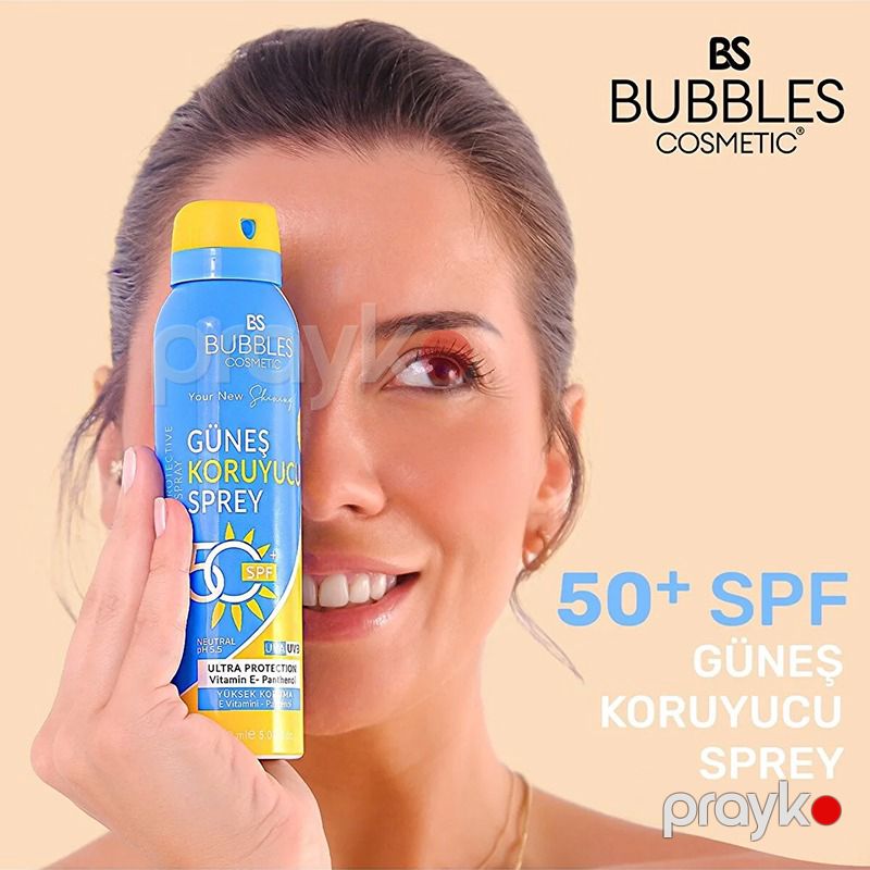 Bs Bubbles Cosmetic Güneş Qoruyucu Sprey +50 Yüksek Qoruyucu Vitamin E + Panthenol Sprey Spf 150ml — Gözəllik və səhiyyə, Bakı (6)