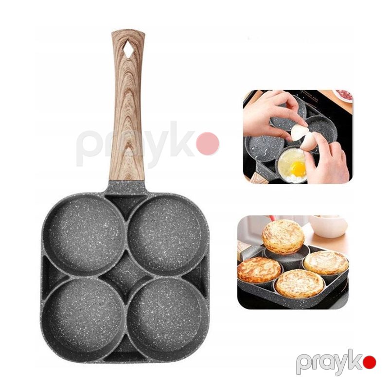 Yumurta Pancake Bişirmək Üçün Tava 4 Bölməli 18 sm Qranit Tava — Qablar və mətbəx əşyaları, Bakı (2)