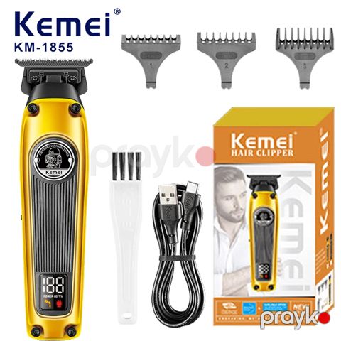 Kemei KM-1855 Saç Saqqal Təraş Maşını Yüksək Keyfiyyətli Professional Kişi Üçün Trimmer — Bakı