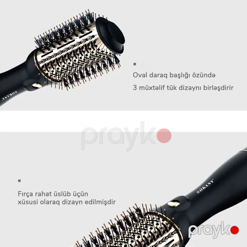 Sokany 2-si 1 Arada Hava Fırçası 1200W Gücə Məxsus Elektrikli Saç Düzləşdirici 2 Səviyyəli Temperatur — Fən, Bakı (4)
