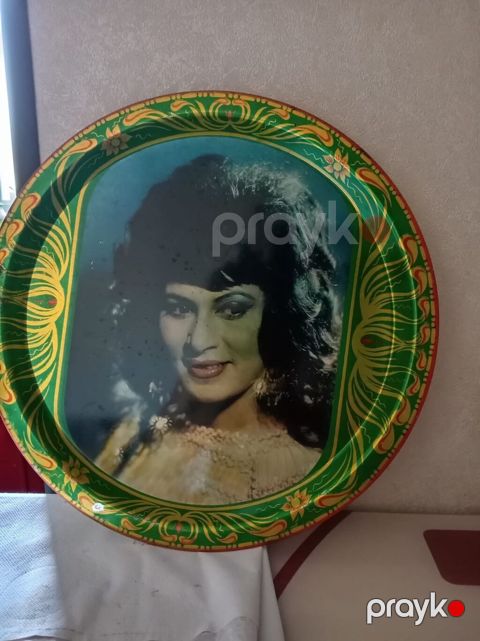 Dekorativ dairəvi sini/tray - Material: Yüngül metal (emal tipli — Qobu