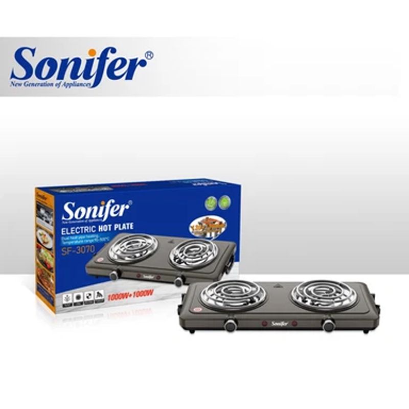 Sonifer SF-3070 - Elektrik Plitə Kompakt Plitə Stolüstü Plitə 2 gözlü Bişirmə Plitesi 2000W Güc — Plitələr, Bakı (3)