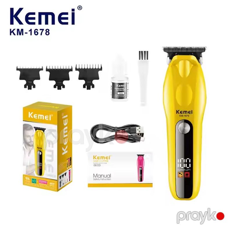 Kemeı Km-1678 - Trimmer Yüksək Güclü Professional Saç Kəsici, LCD Ekranlı Simsiz Saç Kəsici, Saç Kəsici Maşın — Usturalar, trimmerler və epilyatorlar, Bakı (3)