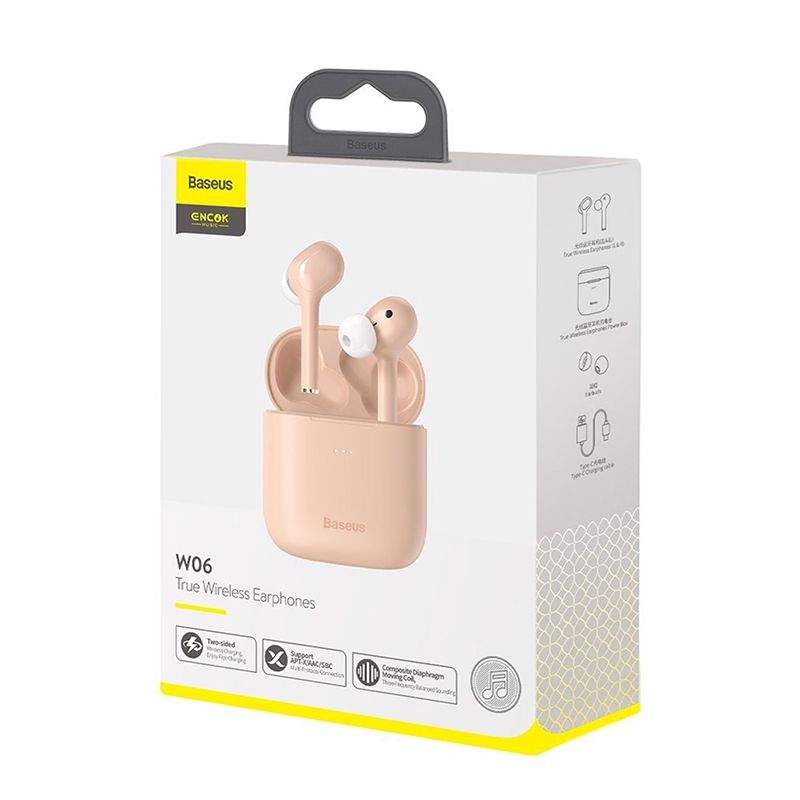 Baseus Encok True Wireless Earphones W06 Simsiz Qulaqlıq Pink NGW06-04 Bluetooth Qulaqlıq Çəhrayı — Telefonlar və qadjetlər, Bakı (7)