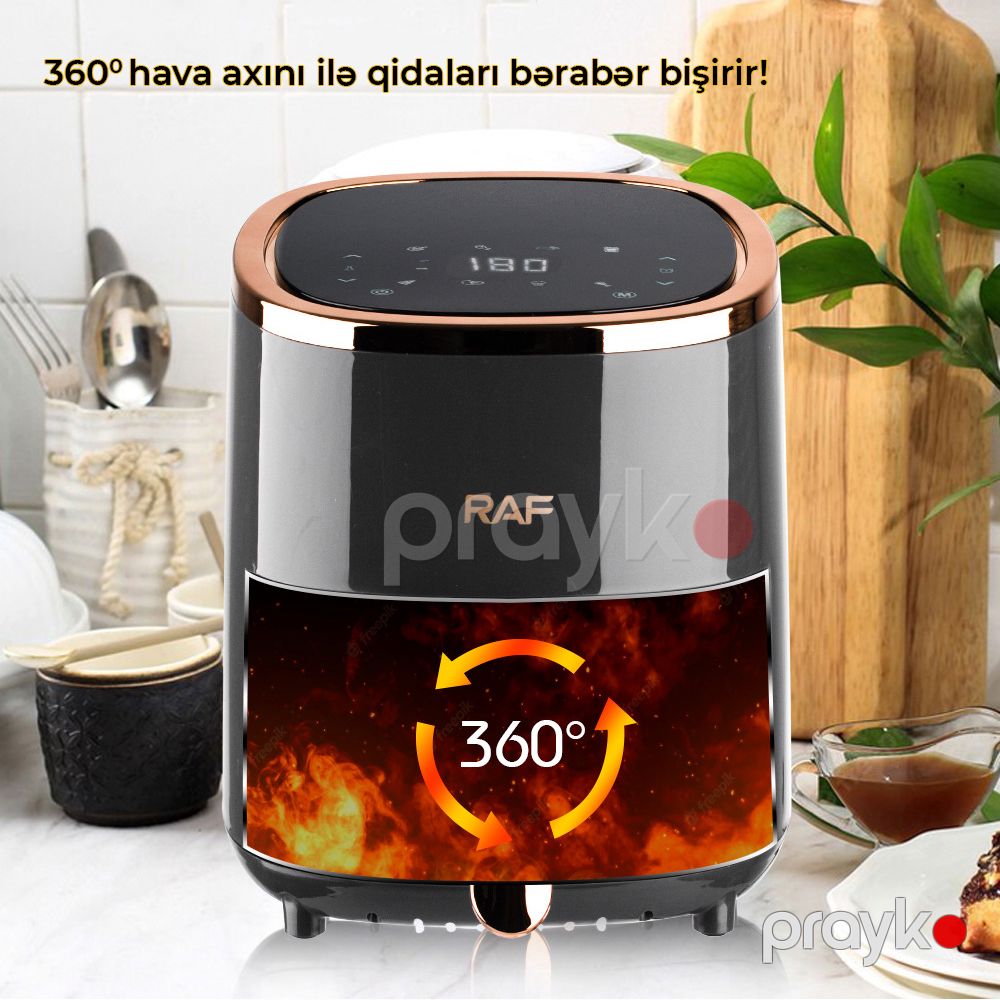 Böyük Tutumlu RAF Hava Fritözü 5.8L Funksional Yapışmaz Səth 1200W Gücündə — Digər mətbəx texnikası, Bakı (3)