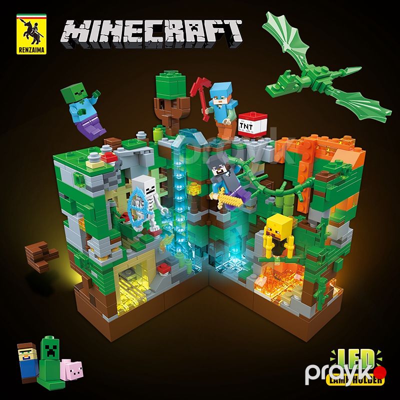 Lego Oyunu Constructor Renzaıma Minecraft Jungle Battle 866 hissə, Constructor Green Fortress + LED 866 hissə, Minecraft 679 — Oyuncaqlar, Bakı (7)