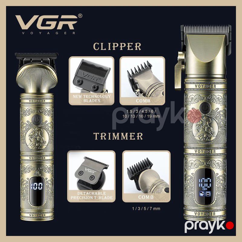 VGR Saç Qırxan Təraş Maşını Vintage Saç Kəsmə Dəsti Professional Kişi Saç Qırxan Elektrikli Matel Trimmer Dəsti Bərbər üçün V-670 — Usturalar, trimmerler və epilyatorlar, Bakı (3)