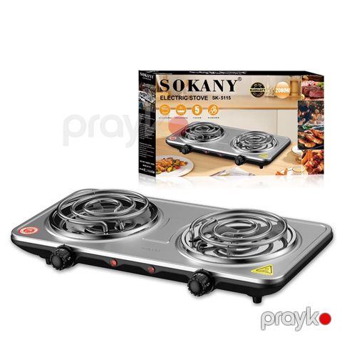 Sokany SK-5115 Çoxfunksiyalı Elektrikli İki Ocaqlı Qızdırıcı Soba Plitə 2000W — Bakı