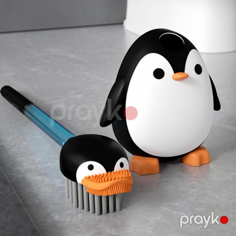 Penguin Silikon Tualet Fırçası Maye Dispenserli Divara Quraşdırılmış Tualet Təmizləmə Fırçası — Mallar, Bakı (3)