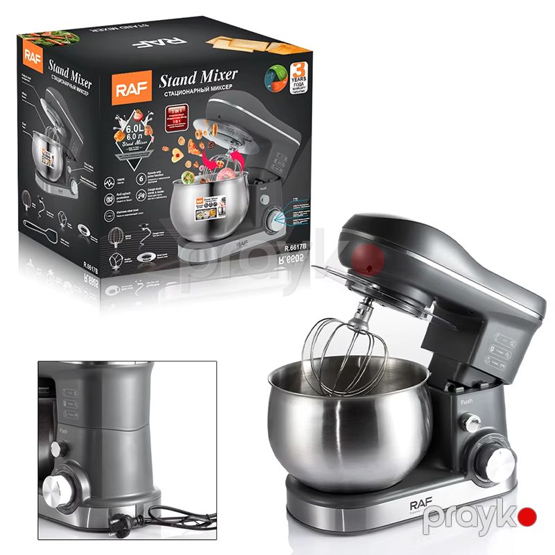 RAF R.6617 3-ü 1-də Stand Mikser 1800w 6L Elektrikli Tort Çörəyi Xəmir Mikseri — Ev texnikası, Bakı (5)