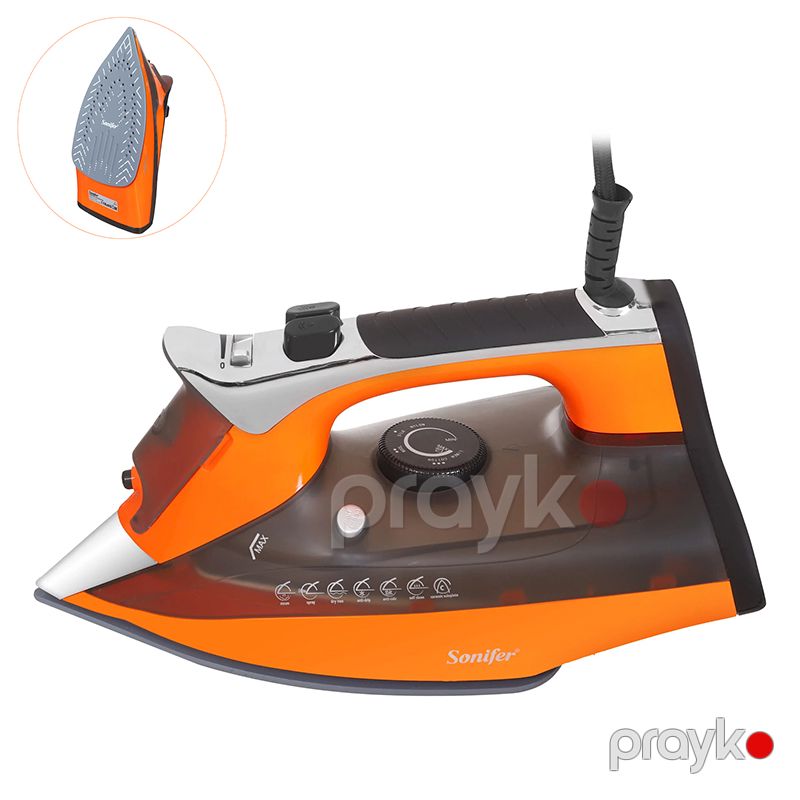 Sonifer SF-9088 Professional 220v Elektrikli Keramik Buxar Ütüsü Narıncı Qara Rengli Demir Buxar Ütüsü — Ev texnikası, Bakı (6)