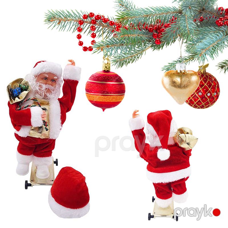 Şaxta Baba Skeyt BB 238-16 Milad Ağacı Oyuncaqları Oyuncaq Şaxta Baba Heykəli Musiqili Skeyt Sürən Santa claus — Mallar, Bakı (2)
