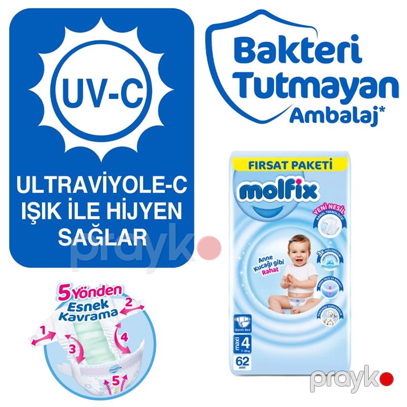 Molfix Bezi İmkan Paketi 4 Ölçü Maxi 2x62 3D Bebek Bezi Maxi 4 Beden 62 Adet — Pampers və gigiyena, Bakı (3)