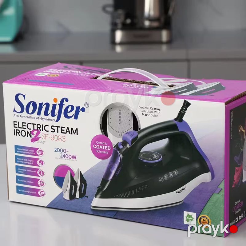 Sonifer SF-9083 Elektrikli Buxarlı Ütü Keramika Altlıqlı Buxarlı Ütü 2400W — Ev texnikası, Bakı (7)