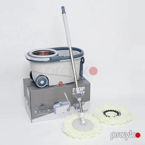 Mop Maestro 360° Fırlanan Yüksək Keyfiyyətli PVC Mop Döşəmələrin Təmizlənməsi Üçün Fırlanan Mikrofiber Paspas Vedrə Dəsti — Bakı