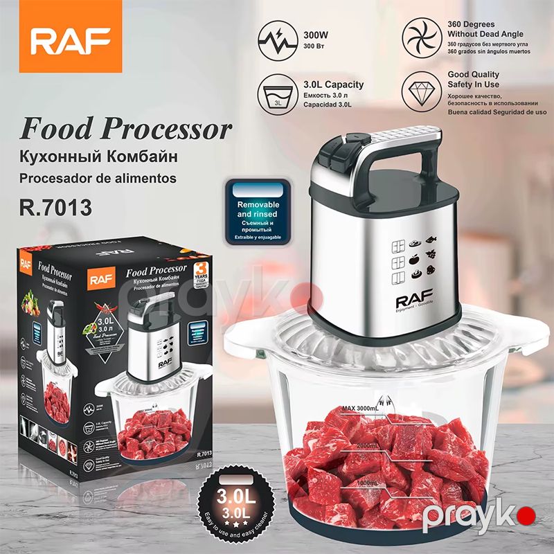 RAF R.7013 - Doğrayıcı 300w Gücündə Qida Prosessoru 3 Litr Tutumlu Doğrayıcı — Blenderlər, xırdalayanlar və mikserlər, Bakı (6)