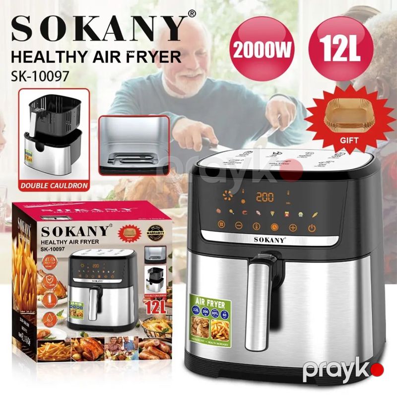 Sokany SK-10097 - Fritöz Paslanmayan Polad Rəqəmsal Hava Fritözü 12L Elektrikli Dərin Fritöz Yağsız Hava Fritözü — Digər mətbəx texnikası, Bakı (2)