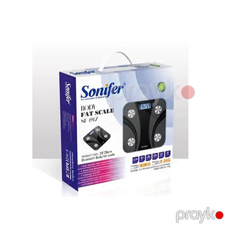 Sonifer SF-1917 LED Ekrana Sahib 180 kq-a Qədər Çəki Üçün Elektron Döşəmə Tərəzisi Ev Üçün Rəqəmsal Şüşə Məişət Tərəzisi — Tərəzi, Bakı (3)