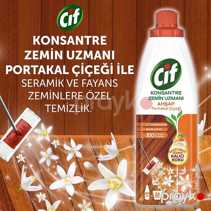 Cif Konsantre Zemin Uzmanı Ahşap ve Laminant Parke için Yüzey Temizleyici Portakal Çiçeği 895ml Taxta Döşəmə Təmizləyici — Mallar, Bakı (3)