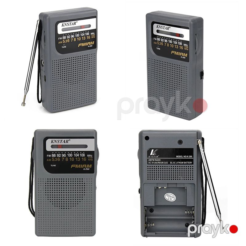 Knstar K-266 Portativ Mini AM FM Radio Daxili Dinamik Antenna 3.5mm AUX Qulaqlıq — Elektronika, Bakı (4)