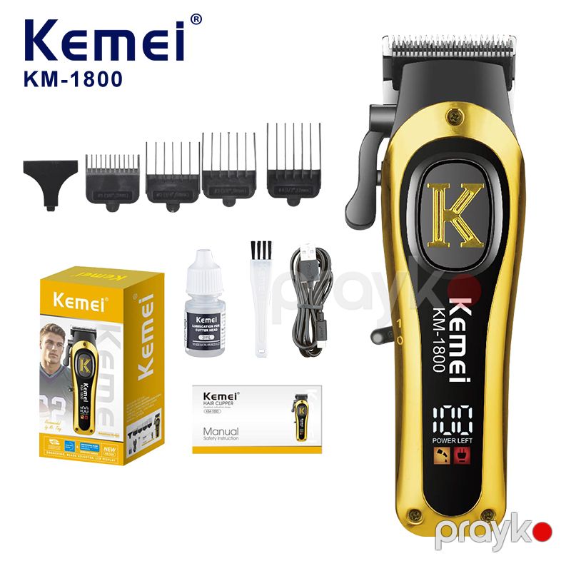 Kemei Km-1800 - Trimmer 2000mAh Uzunömürlü Li-batareyalı 5800RPM Sürətli Motorlu Saç Kəsicisi Peşəkar Tənzimlənən Paslanmayan Bıçaqlı Trimmer — Usturalar, trimmerler və epilyatorlar, Bakı (6)