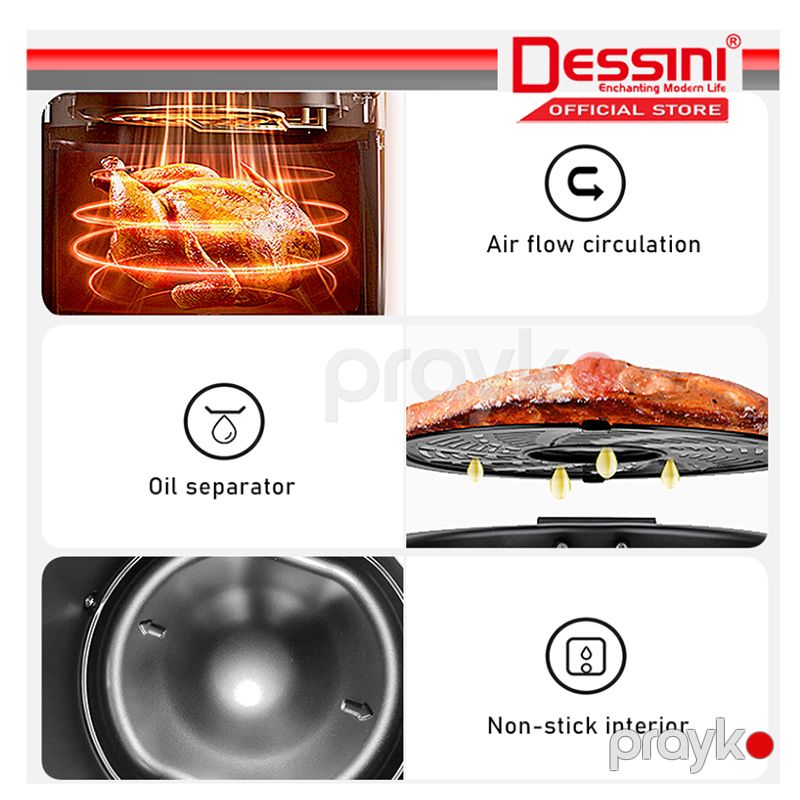 Dessını 5.2L DSN-DS805 Air Fryer Yağsız Elektrikli Hava Fritözü 5.2l Tutumlu Ağ Qızılı rengli Fritöz — Digər mətbəx texnikası, Bakı (5)