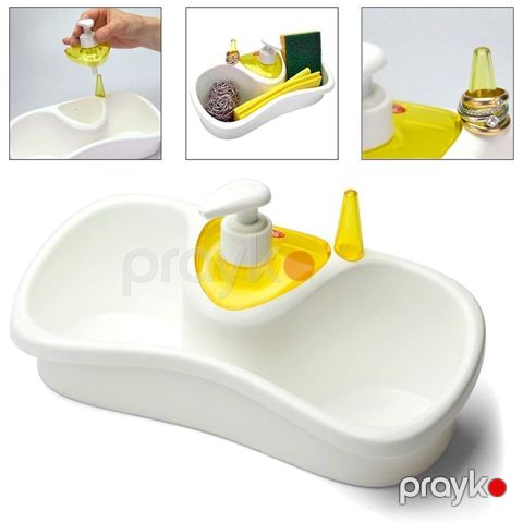 Lavabo Sabun Qabı Hamam Mətbəx Üçün Süngər Maye Sabun Qabı Sabun Dispenser Plastik Sabun Süngər Saxlama Altlığı — Bakı