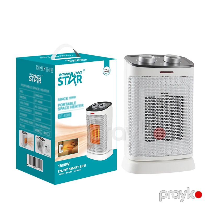 Winning Star St-4086 Portativ Hava Qızdırıcısı 1500w Ağ Rengli Mini Qızdırıcı Ev Ofis Üçün Döşəmə İsidicisi — Isıtıcılar və isı ventilatorları, Bakı (2)