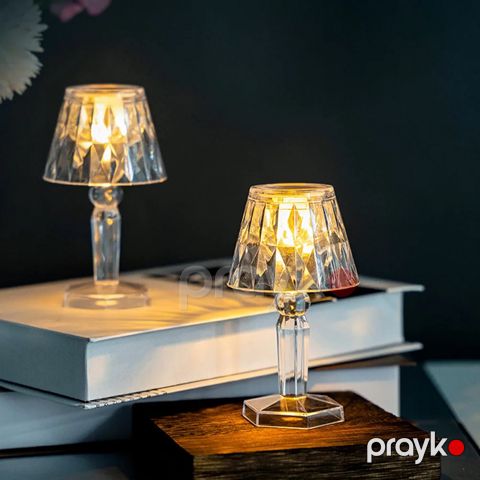 2 Ədəd Kristal Gecə İşığı Protativ LED Masaüstü Gecə Lambası Yataq Otağı Üçün Gözoxşayan Kristal Stolüstü Lampa — Bakı
