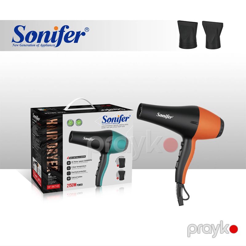 Sonifer SF-9674A - Hava Feni 2200W Güclü İki Sürət, Müasir Dizayn və Yüngül Korpuslu Saç Qurutma Feni — Fən, Bakı (4)