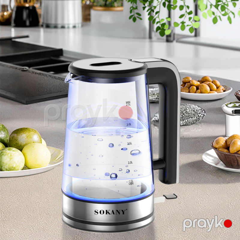 Sokany SK-09077 - Şüşə Su Çaydanı, 2.5 Litr Sürətli Qaynayan Elektrik Çaydanı — Elektrik çaydanları və termoslar, Bakı (5)