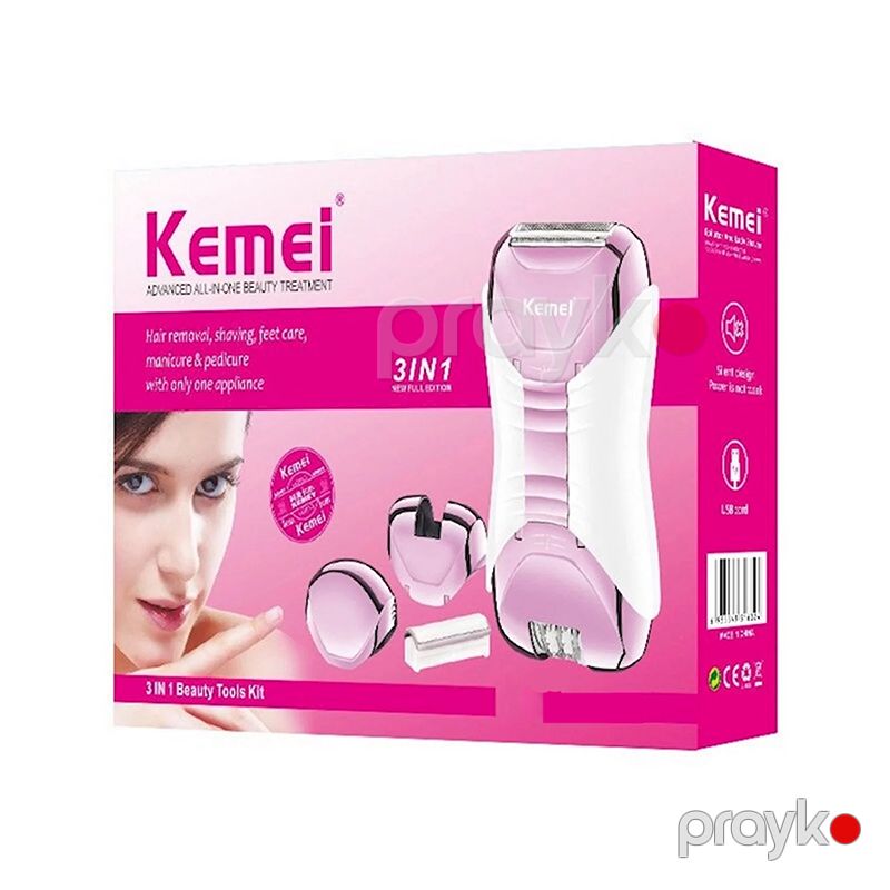 Kemei 3in1 Arada Qadın Epilyatoru 5W Təkrar Doldurula Bilən Elektrikli Qadın Epilyatoru Təraş Maşını — Usturalar, trimmerler və epilyatorlar, Bakı (7)