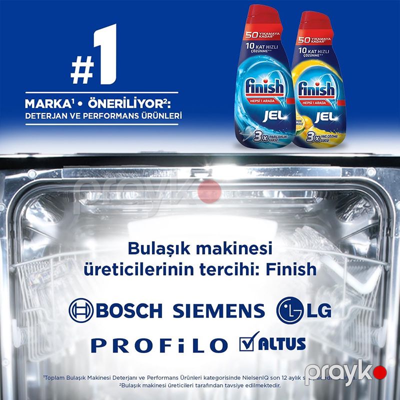 Finish Hepsi Bir Arada Jel Bulaşık Makinesi Deterjanı 1000 ml Limonlu Qab Yuyucu Finish 10 Kat Hızlı Çözüm Maye Jel — Mallar, Bakı (6)