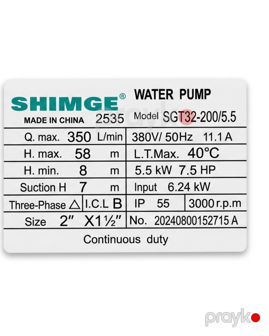 Səthi nasos Shimge 5.5kW SGT32-200/5.5 — Mallar, Bakı (2)