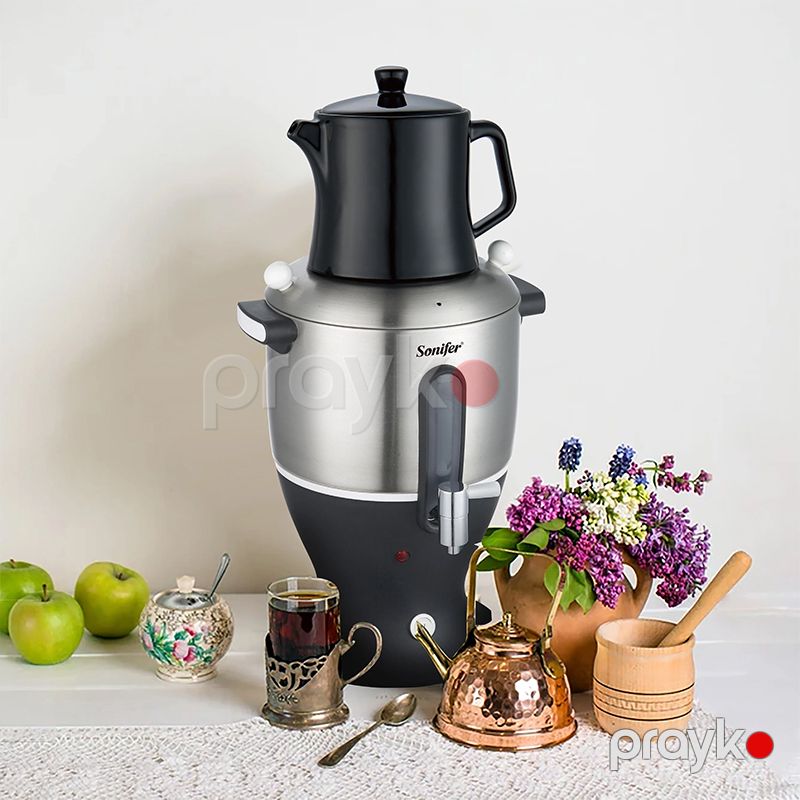 Sonifer SF-2088 Böyük Tutumlu 6L Paslanmayan Polad Samavar Dəsti Elektrikli Çay Dəmləyici Samovar — Samovarlar, Bakı (5)
