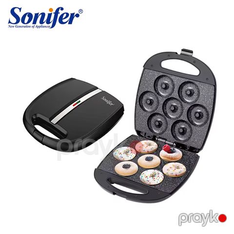 Sonifer SF-6169 Elektrikli Donut Bişirmə Tosteri İki Hissəli 7 Qablı LED Yapışmaz Qablı Vafli Tosteri Paslanmaz Polad Toster 1400W — Bakı
