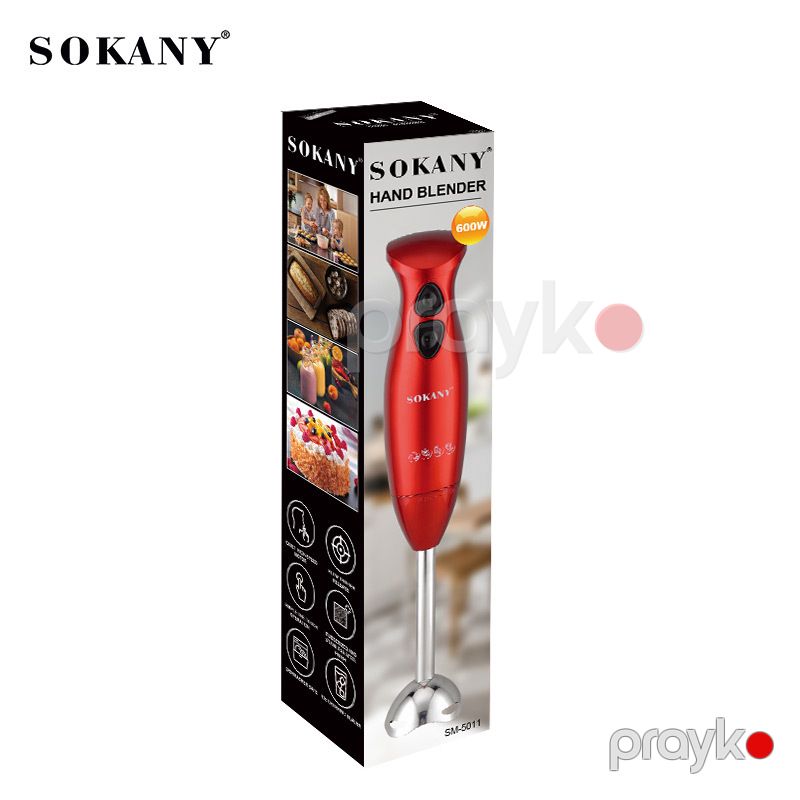 Sokany SK-5011 Qırmızı Dizaynlı Paslanmayan Polad Əl Blender Elektrikli İki Sürətli Əl Blenderi — Ev texnikası, Bakı (6)